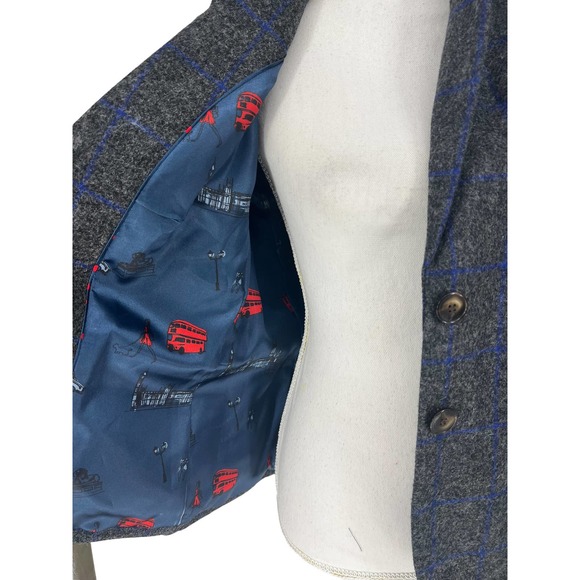 Boden British Tweed by Moon Wool Blazer in Charcoal Windowpane - Picture 10 of 16